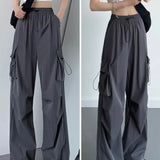 Calça de carga feminina calças de perna larga verão outono moda feminina cintura alta streetwear solto calças casuais calças retas