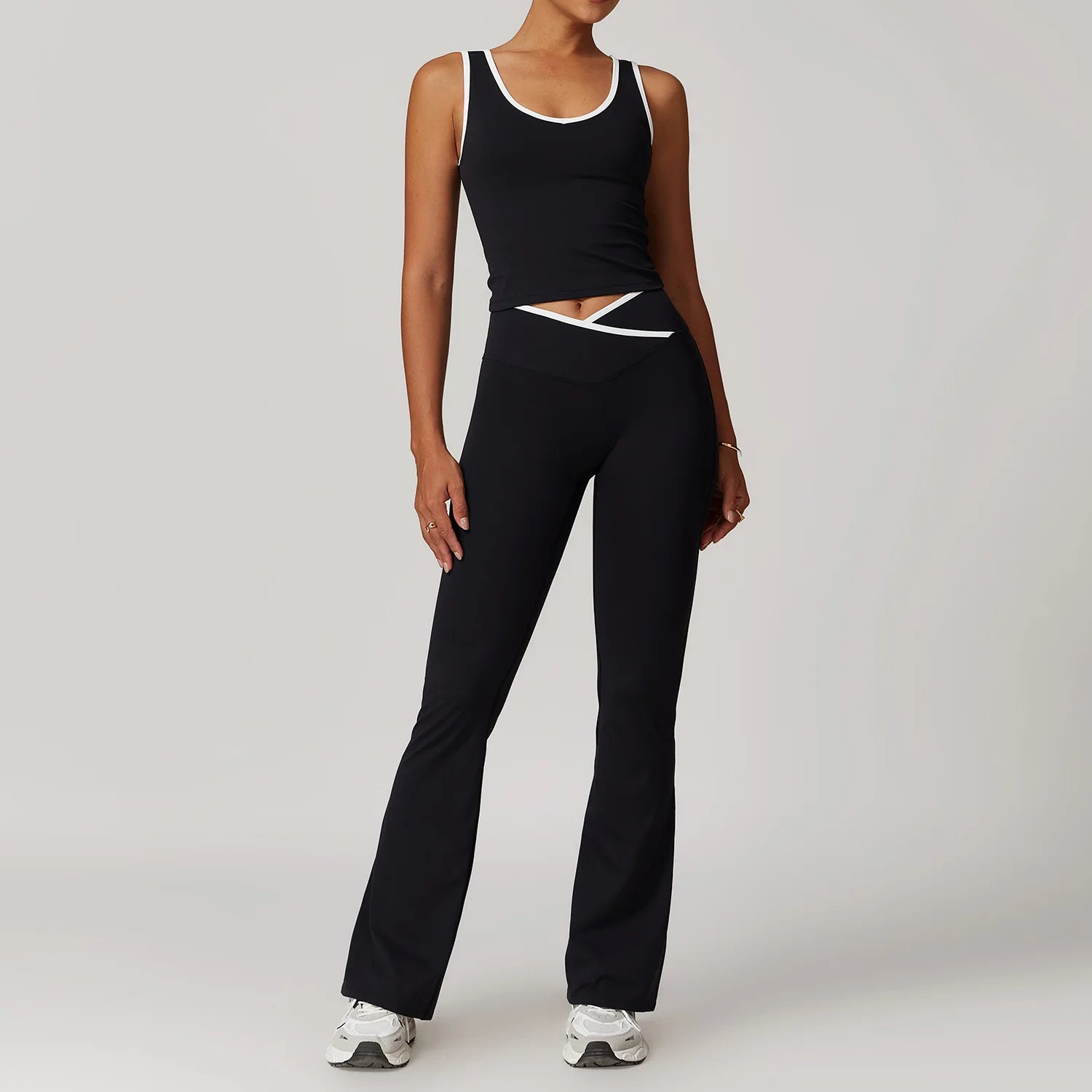 Conjunto de yoga 2 peças roupas de treino de fitness roupas esportivas ginásio treino cintura alta leggings sutiã esportivo atlético wear roupas femininas