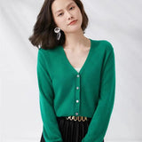 Cardigans femininos 2025 primavera outono malhas moda coreana cardigan estilo curto topos com decote em v malha outerwears suéteres sólidos
