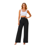 Calças Femininas de Cintura Alta com Pernas Largas, Elegantes e Sob Medida, Calças Retas para Trabalho no Escritório, Calças Casuais Confortáveis