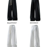 Calça de perna larga moda causal respirável moletom masculino outono versátil elástico cintura alta cordão solto calças retas