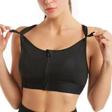 Sutiãs esportivos para mulheres zíper frontal alça ajustável à prova de choque elástico fitness atlético sutiã fino yoga colheita topo