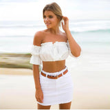 Tops curtos femininos 2024 verão lanterna manga sexy sem alças praia topos vermelho preto branco ruched colheita topo