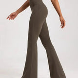 Leggings de yoga de alta qualidade calças de yoga finas cintura alta calças de perna larga bottoms respirável ginásio casual esportes sino leggings feminino