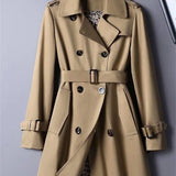 Trench coat para mulheres duplo breasted britânico trench coats e jaquetas feminino 2024 roupas de inverno feminino gravata cintura casaco longo feminino