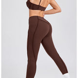 Yoga esportes conjuntos de fitness cintura alta hip-lifting calças abertas volta sutiã terno casual correndo treino ginásio leggings sexy conjuntos femininos