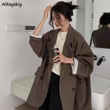Blazer monocromático minimalista feminino, outwear solto, elegante, retrô, moda oficial, rua principal, feminino, todos os fósforos, confortável, primavera