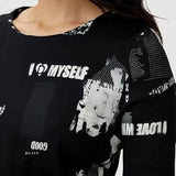 Vestidos Casuais Femininos: Vestido Feminino Elegante Estampado com Gola Redonda e Manga Longa para Primavera/Outono com Fenda