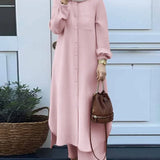 Vestido muçulmano casual para mulheres, camisa de manga comprida e roupas de bebê, vestidos abotoados, árabe saudita, Dubai, outono, conjunto de 2 peças, 2023