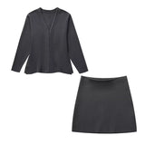 Conjuntos de saia de malha feminina primavera manga longa casaco de malha + mini saias de cintura alta 2 peças ternos casuais roupas femininas