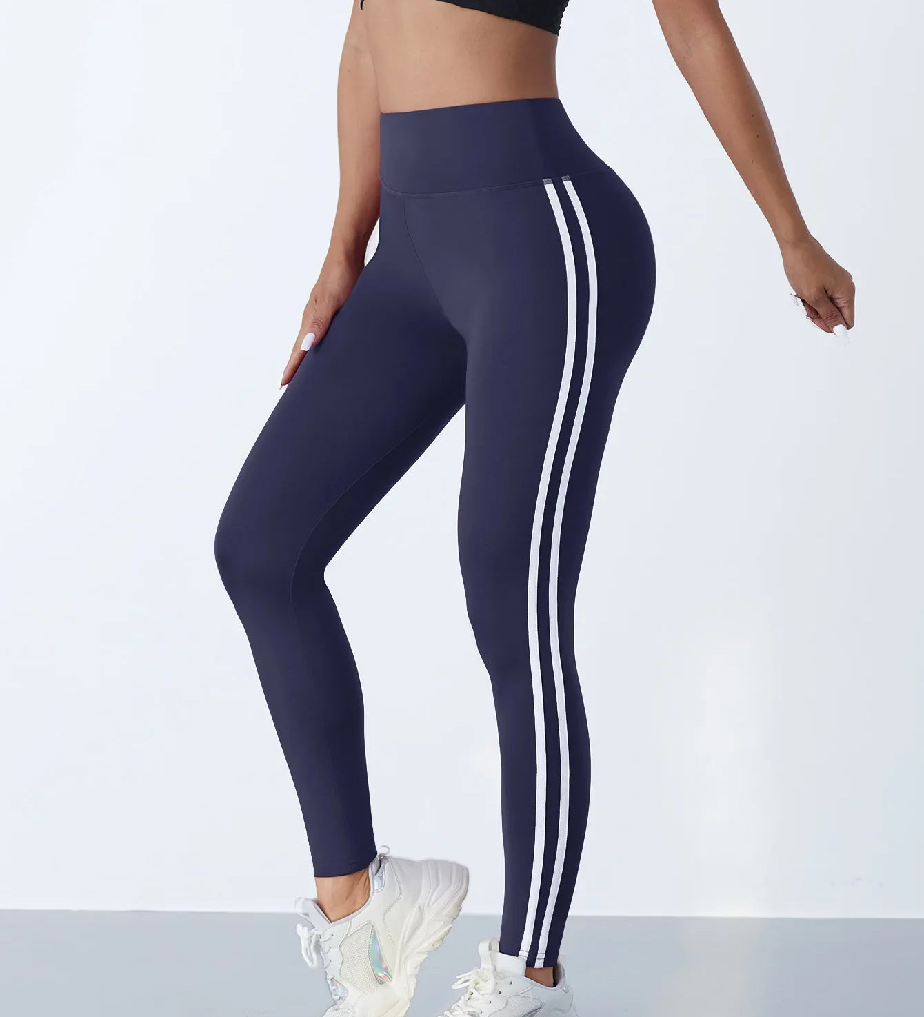 Leggings de yoga mulheres listrado magro calças esportivas cintura alta hip levantamento casul collants treino correndo elástico ginásio leggings