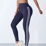 Leggings de yoga mulheres listrado magro calças esportivas cintura alta hip levantamento casul collants treino correndo elástico ginásio leggings