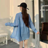 Blusas de Chiffon Leves e Soltas com Manga Longa e Botões para Mulheres, Camisas Casuais de Verão