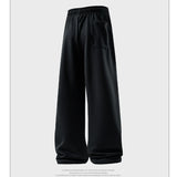 Calça de perna larga moda causal respirável moletom masculino outono versátil elástico cintura alta cordão solto calças retas
