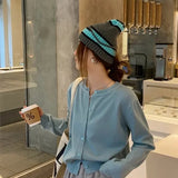 Cardigans e Suéteres Femininos 2026: Moda Coreana Casual, Quente, Primavera/Verão, Gola O, Manga Longa, Abotoamento Simples, Ajuste Slim, Tricôs e Blusas