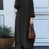 Vestido muçulmano casual para mulheres, camisa de manga comprida e roupas de bebê, vestidos abotoados, árabe saudita, Dubai, outono, conjunto de 2 peças, 2023
