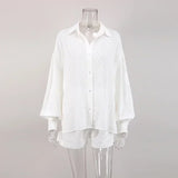 Casual solto feminino curto conjunto de duas peças terno moda blusa manga longa camisa senhora estilo simples shorts streetwear blusa topos
