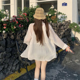 Blusas de Chiffon Leves e Soltas com Manga Longa e Botões para Mulheres, Camisas Casuais de Verão