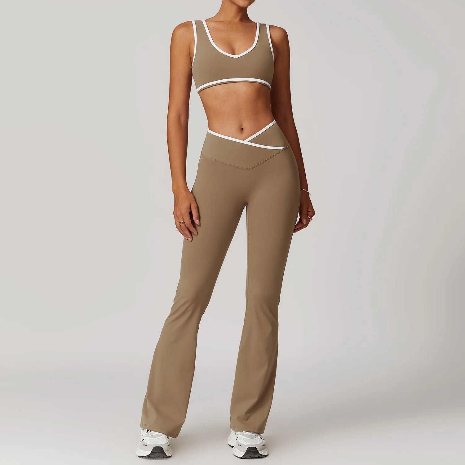 Conjunto de yoga 2 peças roupas de treino de fitness roupas esportivas ginásio treino cintura alta leggings sutiã esportivo atlético wear roupas femininas