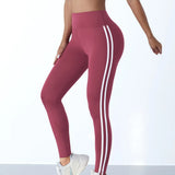 Leggings de yoga mulheres listrado magro calças esportivas cintura alta hip levantamento casul collants treino correndo elástico ginásio leggings