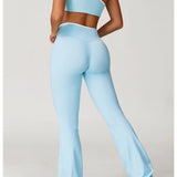 Conjunto de yoga 2 peças roupas de treino feminino agasalho roupas de ginástica cintura alta bell-bottoms sexy fitness bta terno esportivo