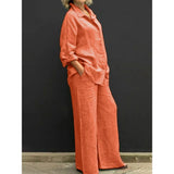 Conjunto de camisa casual feminina – roupa de escritório moderna de duas peças, blusa elegante e conjunto de calças para trabalho e uso diário
