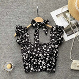 Top curto com babados para as mulheres, sexy, elegante, simples, streetwear, vintage, férias de verão, casual, jovem, estética, todos os jogos, ulzzang, novo