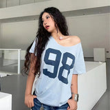 Camisetas de grandes dimensões para mulheres streetwear manga curta y2k topo tshirt personagem impressão grunge roupas ropa de mujer