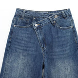Hh feminino elegante moda reta jeans vintage casual cintura alta perna larga calças jeans y2k high street senhora calças jeans azuis