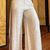 Calças femininas de cintura alta perna larga moda sólida escritório feminino casual queimado calças para mulheres verão novo elegante calças pretas