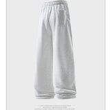 Calça de perna larga moda causal respirável moletom masculino outono versátil elástico cintura alta cordão solto calças retas