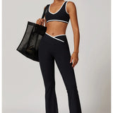 Conjunto de yoga 2 peças roupas de treino de fitness roupas esportivas ginásio treino cintura alta leggings sutiã esportivo atlético wear roupas femininas