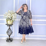 Vestido casual vestidos 2025 mulher estilo simples vestido roupas femininas all-match temperamento elegante solto quarto manga impressa