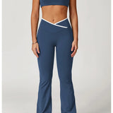 Conjunto de yoga 2 peças roupas de treino feminino agasalho roupas de ginástica cintura alta bell-bottoms sexy fitness bta terno esportivo