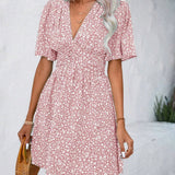 Casual férias solto vestidos curtos para as mulheres 2024 moda verão feminino floral impressão a linha vestido elegante vintage vestido feminino