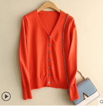 Cardigans femininos 2025 primavera outono malhas moda coreana cardigan estilo curto topos com decote em v malha outerwears suéteres sólidos