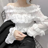 Camisas e blusas de chiffon para mulheres estilo coreano túnica 2025 moda streetwear fino elegante bonito promoção venda de mulher topo colheita