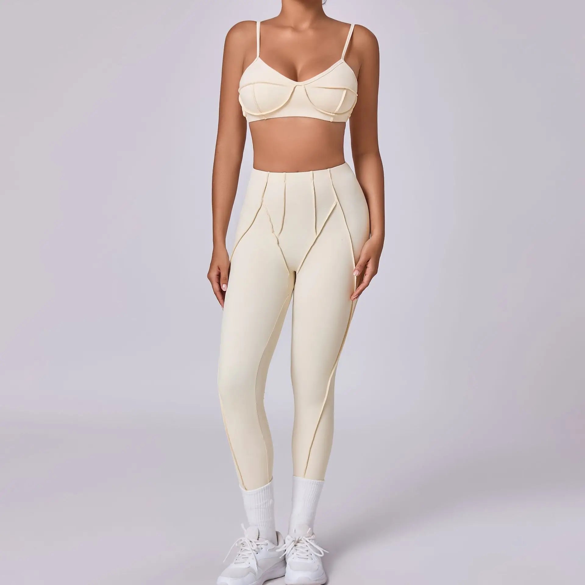 Yoga esportes conjuntos de fitness cintura alta hip-lifting calças abertas volta sutiã terno casual correndo treino ginásio leggings sexy conjuntos femininos