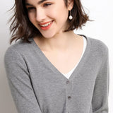 Cardigans femininos 2025 primavera outono malhas moda coreana cardigan estilo curto topos com decote em v malha outerwears suéteres sólidos