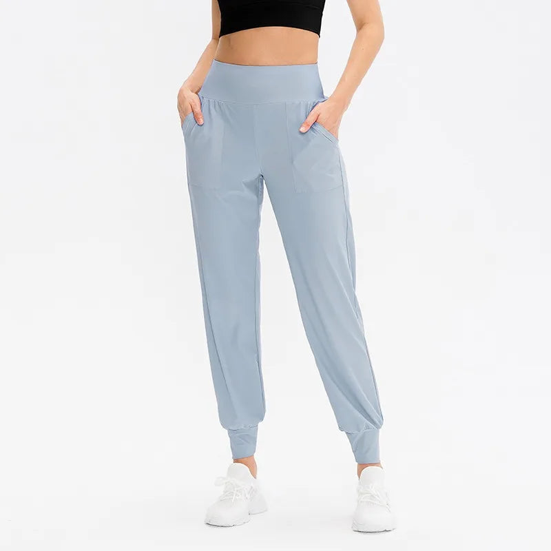 Calças Jogger Femininas Soltas de Secagem Rápida para Yoga com Bolso, Calças Casuais para Corrida e Treino Fitness