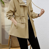 Trench coat feminino 2025 nova primavera outono roupas com capuz blusão jaqueta feminina outerwear topos fino coringa casual estudante casacos