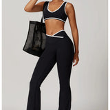Conjunto de yoga 2 peças roupas de treino de fitness roupas esportivas ginásio treino cintura alta leggings sutiã esportivo atlético wear roupas femininas