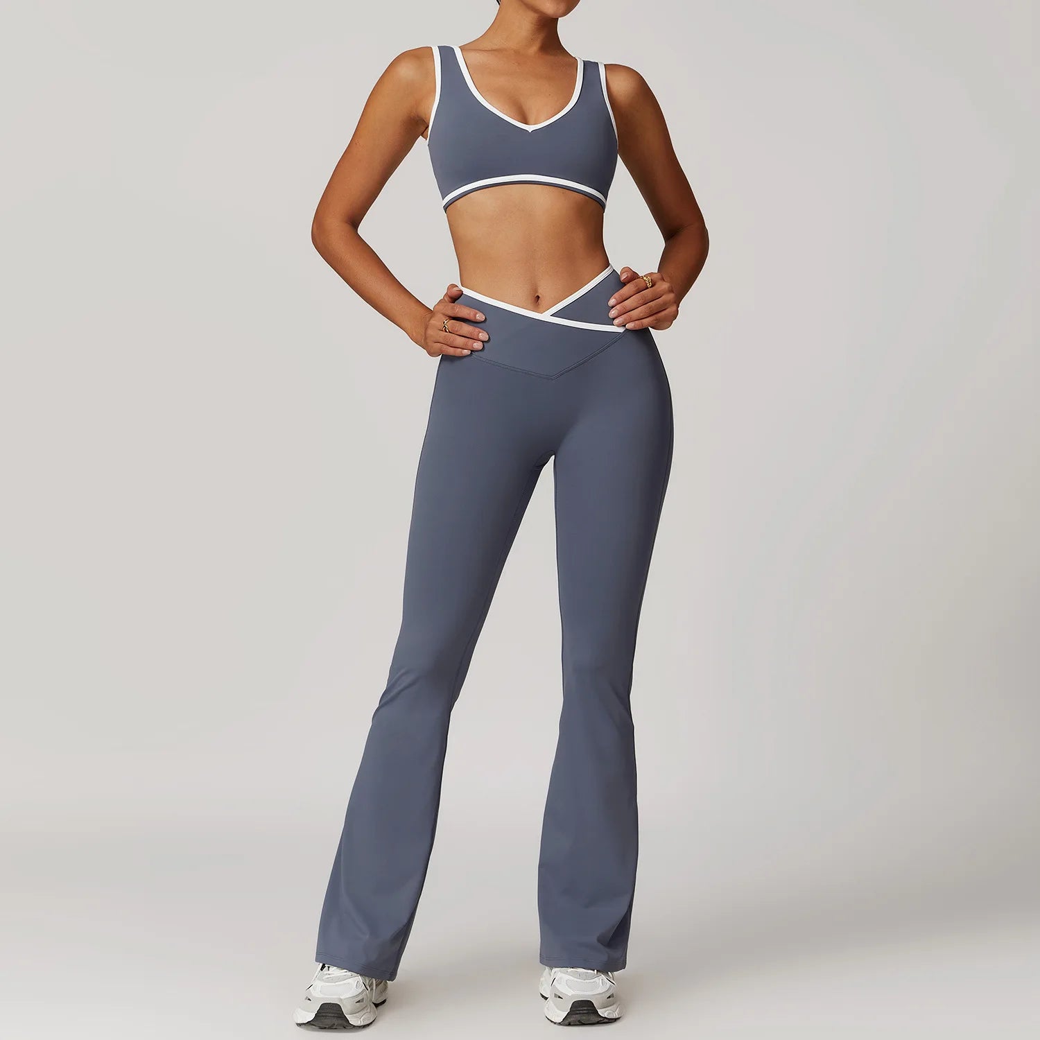 Conjunto de yoga 2 peças roupas de treino de fitness roupas esportivas ginásio treino cintura alta leggings sutiã esportivo atlético wear roupas femininas