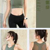 Rápida secagem malha Racerback Sports Bra para mulheres, sem costura, acolchoado, ioga, treino, Activewear