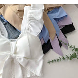 Top curto com babados para as mulheres, sexy, elegante, simples, streetwear, vintage, férias de verão, casual, jovem, estética, todos os jogos, ulzzang, novo
