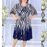 Vestido casual vestidos 2025 mulher estilo simples vestido roupas femininas all-match temperamento elegante solto quarto manga impressa