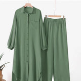 Vestido muçulmano casual para mulheres, camisa de manga comprida e roupas de bebê, vestidos abotoados, árabe saudita, Dubai, outono, conjunto de 2 peças, 2023