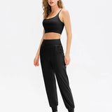 Calças Jogger Femininas Soltas de Secagem Rápida para Yoga com Bolso, Calças Casuais para Corrida e Treino Fitness