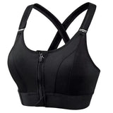 Sutiãs esportivos para mulheres zíper frontal alça ajustável à prova de choque elástico fitness atlético sutiã fino yoga colheita topo