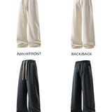 Calça de perna larga moda causal respirável moletom masculino outono versátil elástico cintura alta cordão solto calças retas